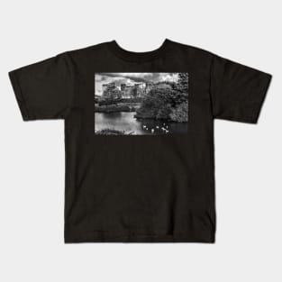 Caerphilly Castle Western Towers mono Kids T-Shirt